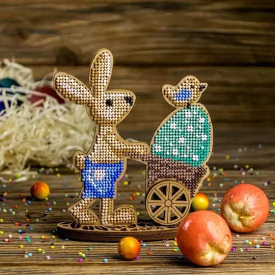 Wonderland Crafts Bunny & Egg Stroller Bead Embroidery on Wood Kit {3}