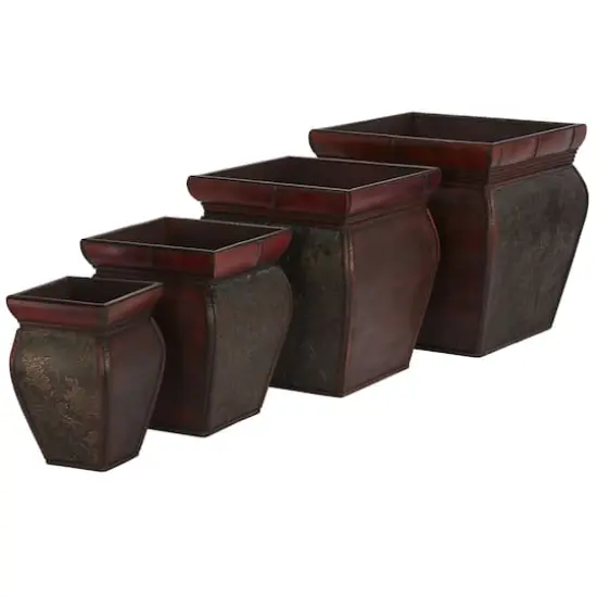 4 Square Planters with Rim Set {1}