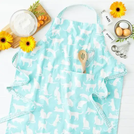 DII&reg; Cat Print Chef Apron Aqua {6}