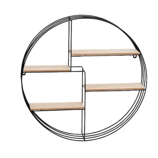 Honey Can Do 20" Black Four-Tier Circular Decorative Metal Wall Shelf {1}