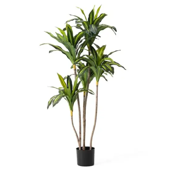 Glitzhome&reg; 4.5ft. Faux Dracaena Fragrans Plant in Pot {1}