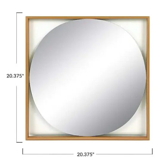 20" Gold Square Metal Floating Wall Mirror {5}
