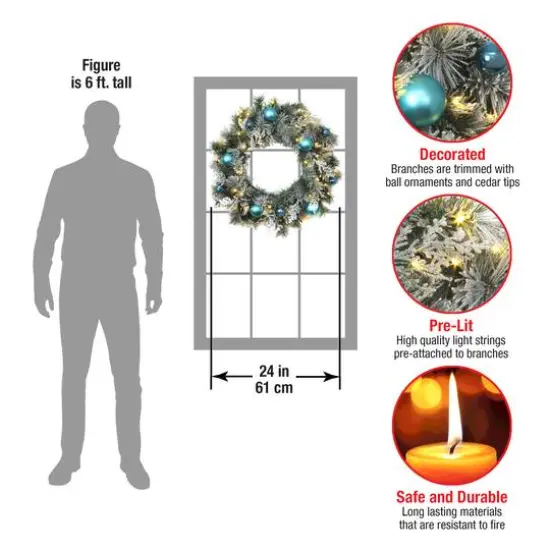 24" Pre-lit LED Tinkham Pine Wreath {7}