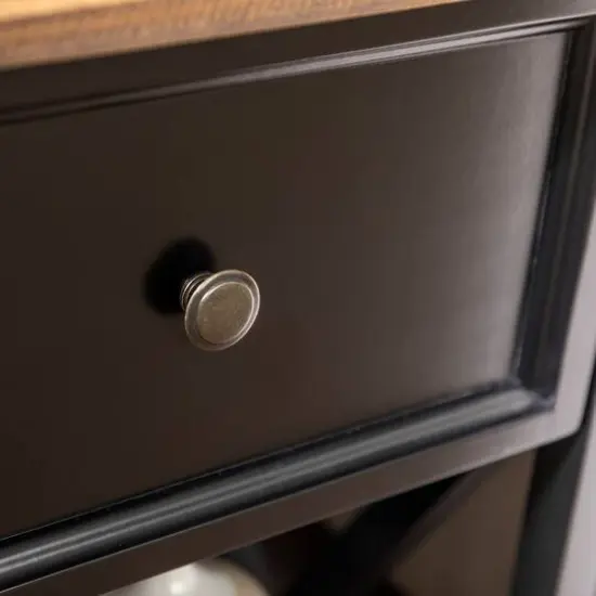 Walker Edison 19" 1-Drawer Wood Side Table Reclaimed Barnwood / Black {8}