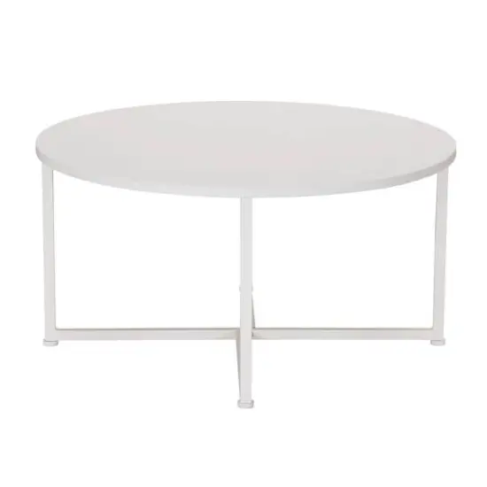 Household Essentials 31.5" Jamestown Round Coffee Table White {7}