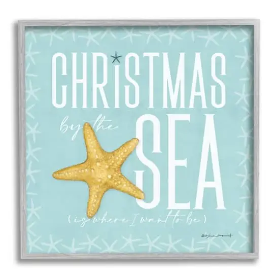 Stupell Industries Christmas By The Sea Turquoise Framed Giclee Art Gray {1}