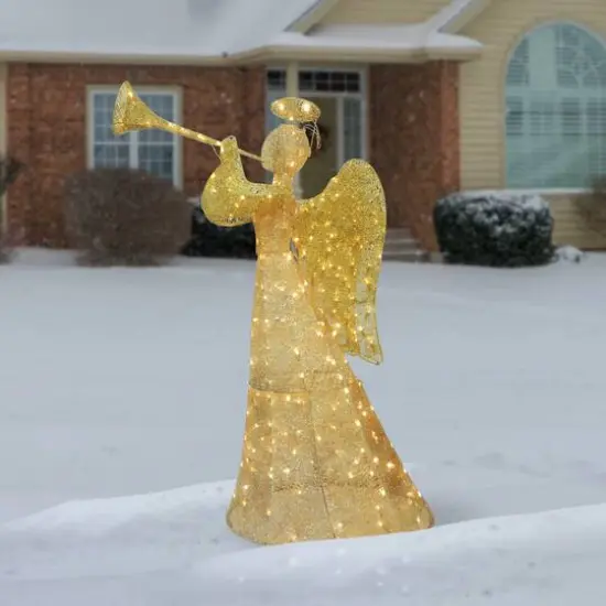60" Champagne Angel Decoration, White LED Lights {3}