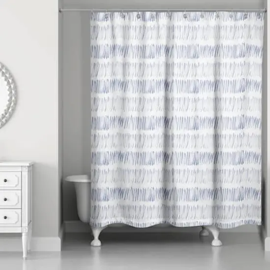 Hatch Lines Shower Curtain Blue and White {3}
