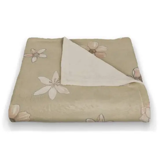Florals Coral Fleece Blanket Tan {3}