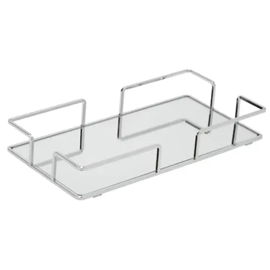 Home Details 14" Chrome Modern Rectangular Mirror Vanity Tray {3}