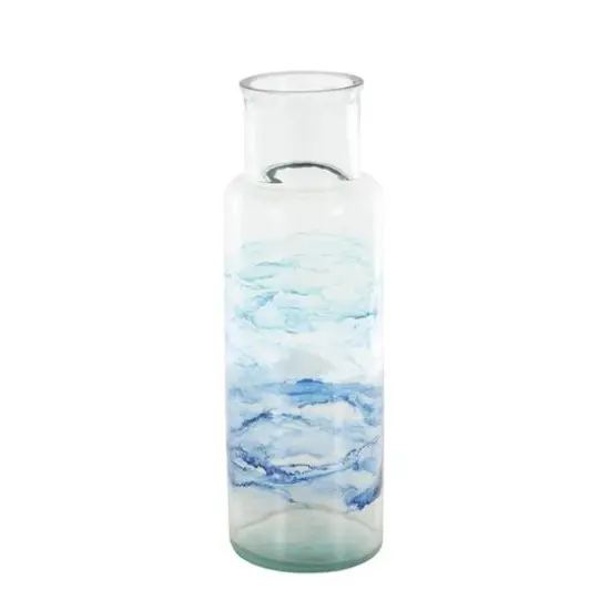 Blue Abstract Ombre Recycled Glass Vase {7}