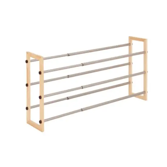 Honey Can Do 3-Tier Wood & Metal Shoe Rack {4}