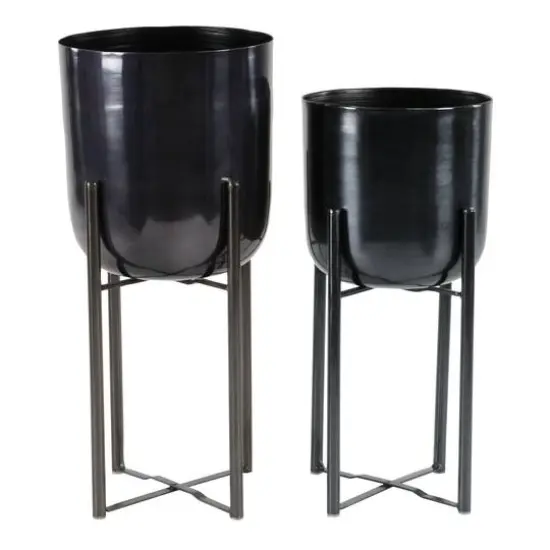 CosmoLiving by Cosmopolitan Black Metal Glam Planter Set {1}