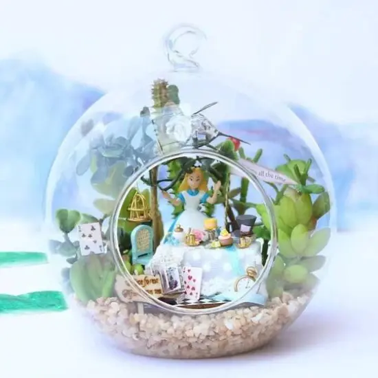 Wizardi Miniature Roombox Alice Forest Afternoon Tea Dollhouse Kit {3}