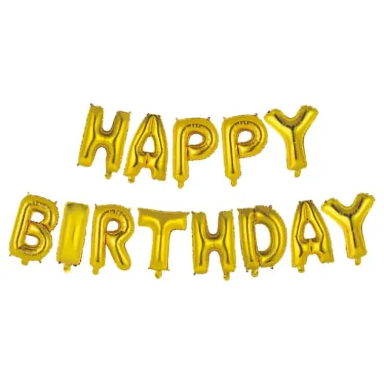 Happy Birthday Gold Foil Balloon Banner Kit By Celebrate It&trade; {1}