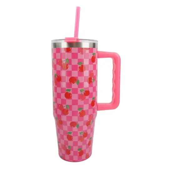 30oz. Pink Cherry Stainless Steel Insulated Tumbler by Celebrate It&trade; {1}