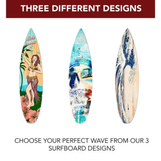 American Art Decor Dogtown Collage Surfboard Plaque Wall Sign - 15" x 59.625" {8}