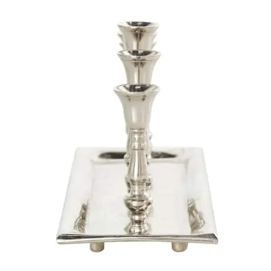 Aluminum 5 Candle Candelabra with Candle Plate Silver {6}