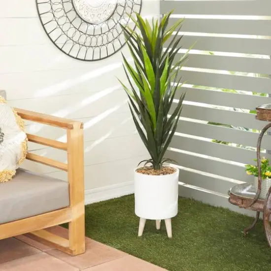 4ft. Modern Style Aloe Vera Artificial Foliage in White Pot {8}