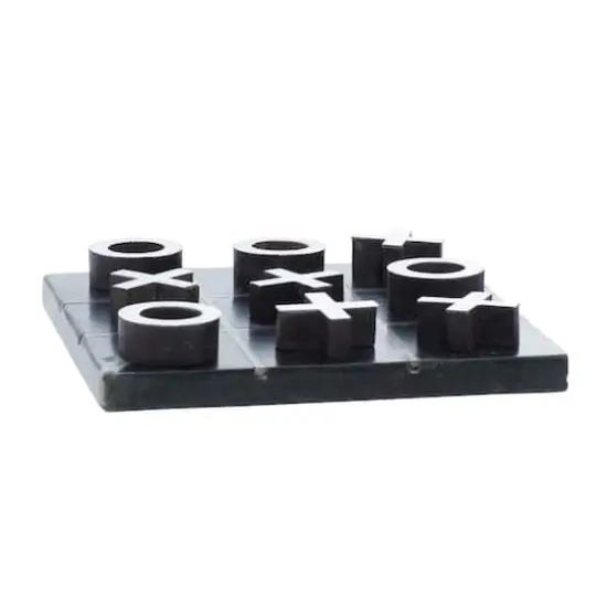 Black Marble & Aluminum Contemporary Tic-Tac-Toe Game Set {3}