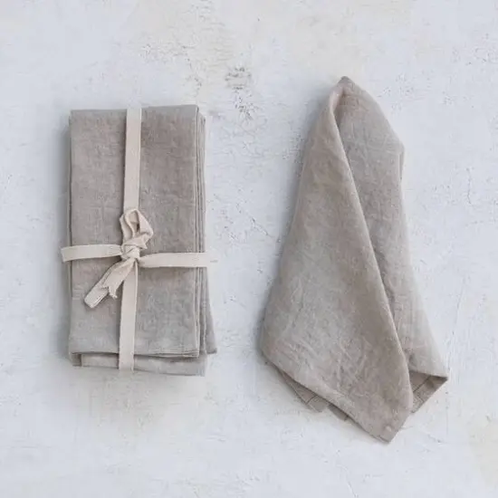 Hello Honey&reg; 18" Square Stonewashed Linen Dinner Napkins, 4ct. Natural {3}