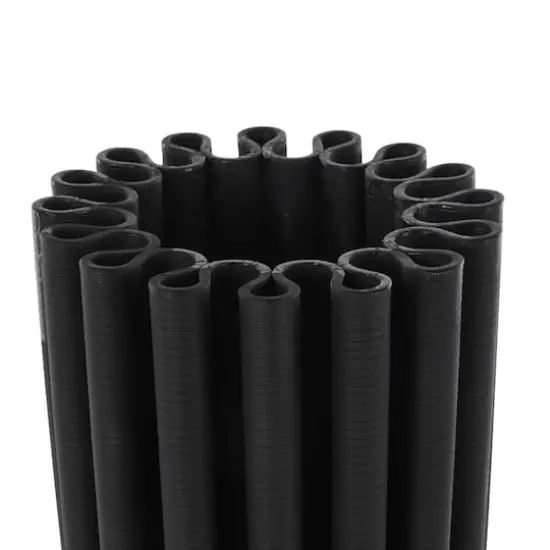 Black Abstract Dimensional Ribbed Ceramic Vase {4}