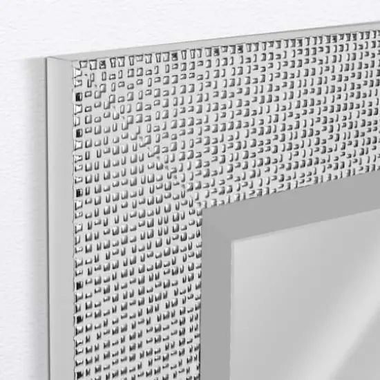 Head West 29" Chrome & White Tile Textured Frame Vanity Mirror {4}