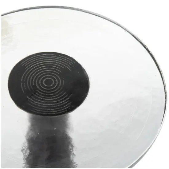 22" Black Aluminum Geometric Cone Accent Table with Textured Glass Tabletop {8}