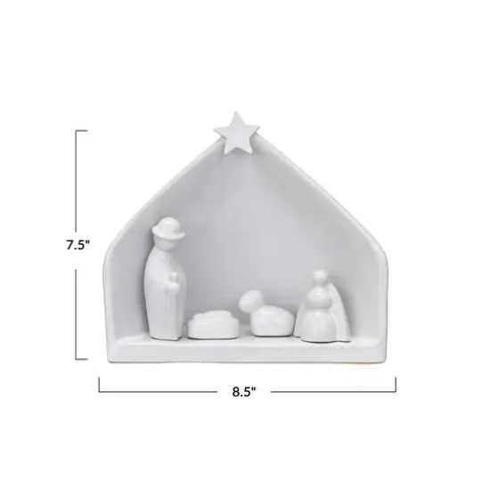 Hello Honey&reg; 8.5" White Reactive Glaze Stoneware Nativity Set {4}