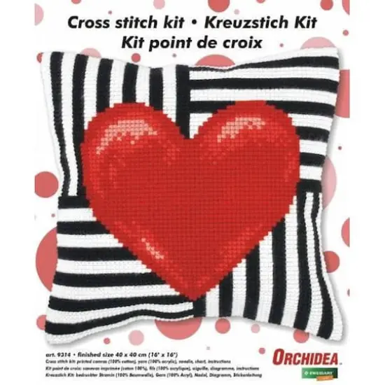 Orchidea Red Heart Cushion Cross Stitch Kit {3}