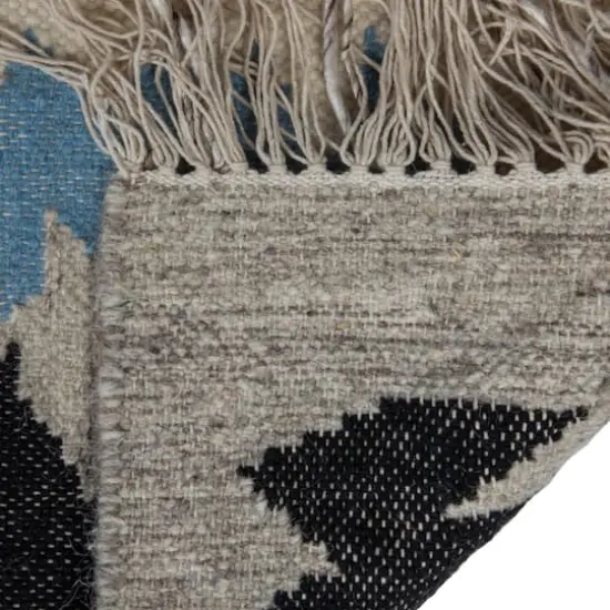 Hello Honey&reg; 4ft. x 6ft. Multicolor Woven Wool & Cotton Blend Kilim Rug with Fringe {6}