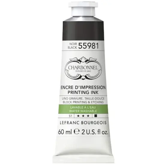Charbonnel Printing Ink, 60mL Black 55981 {1}