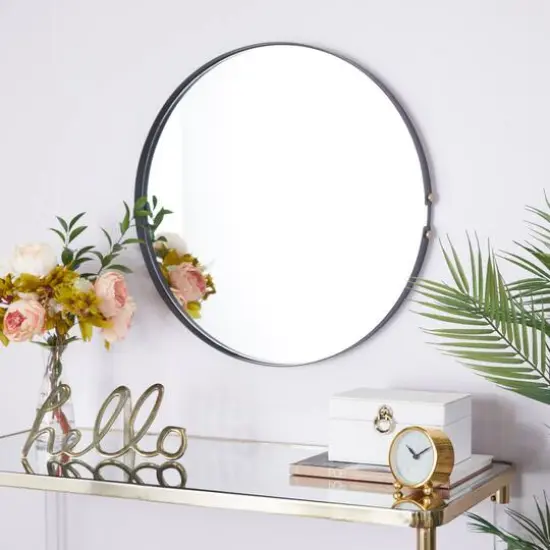 CosmoLiving by Cosmopolitan Black Metal Contemporary Wall Mirror, 26" x 26" x 2" {9}