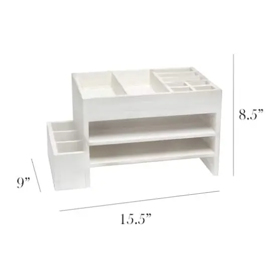 Elegant Designs Whitewash Wood Cubbies & Letter Tray Desk Organizer {3}