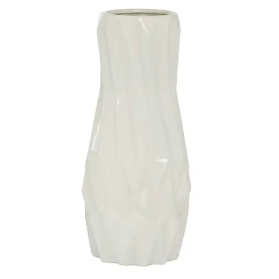 White Ceramic Modern Vase, 16" x 7" x 7" {1}