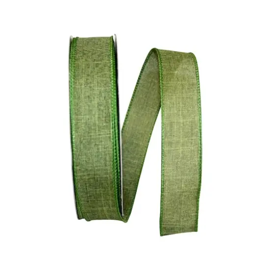 Reliant 1.5" x 50yd. Linen Wired Ribbon Moss {1}