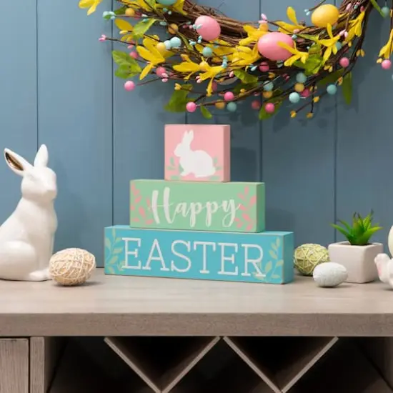 Glitzhome&reg; 9.5" Wooden Easter Block Table D&eacute;cor {3}