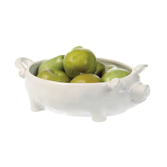 Hello Honey&reg; 12.5" White Ceramic Pig Shaped Bowl {1}