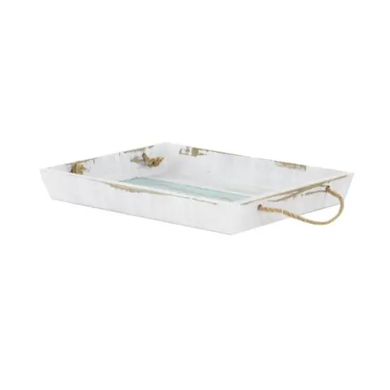 White Wood Coastal Tray Set {3}