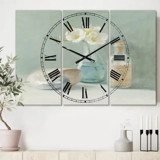 Designart Pastel Bath Farmhouse 3 Panel Wall Clock {3}