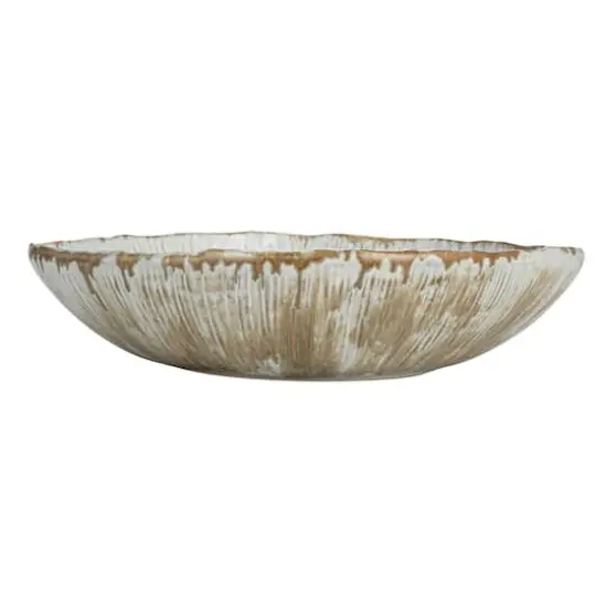 Hello Honey&reg; 11.5" Green & White Stoneware Bowl with Reactive Crackle Glaze {5}