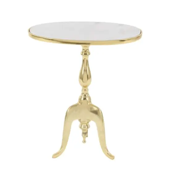 22'' Gold Stone Traditional Accent Table {1}