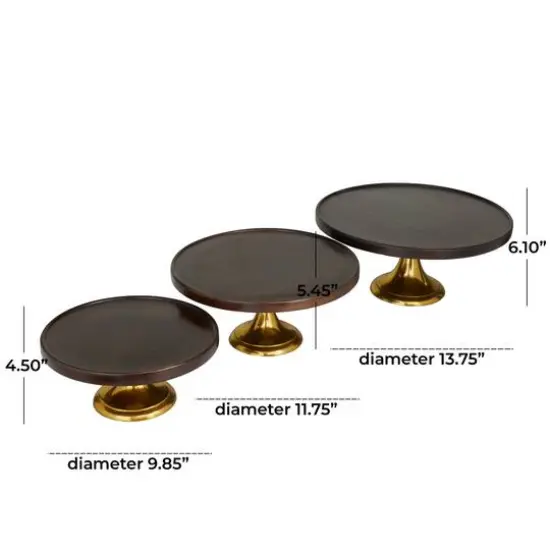 Dark Brown Mango Wood Modern Cake Stand, Set of 3" 14", 12", 10" {6}