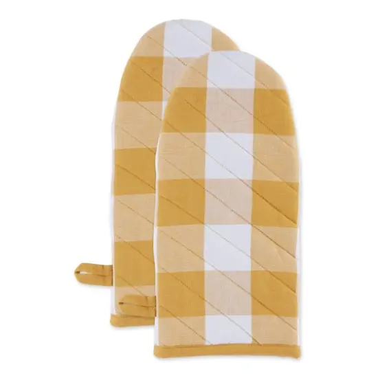 DII&reg; Buffalo Check Oven Mitts, 2ct. Honey Gold {1}