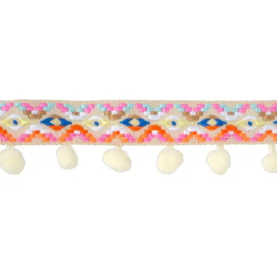 1.5" Jacquard Pom Pom Trim by Celebrate It&reg; White {1}