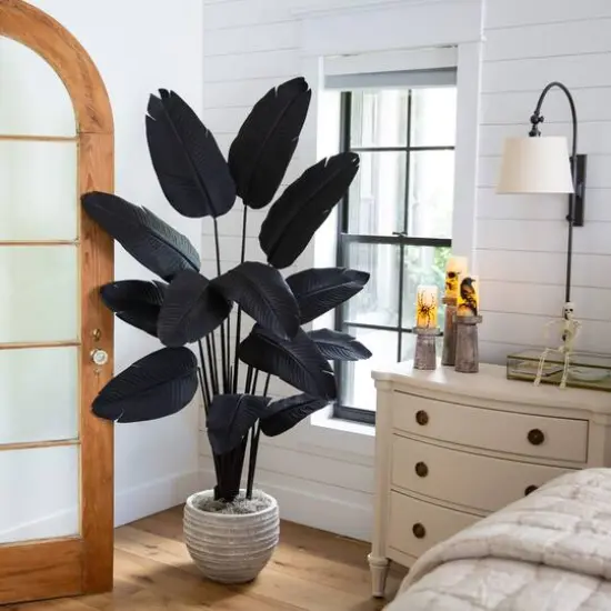 6ft. Artificial Halloween Black Travelers Palm Tree {8}