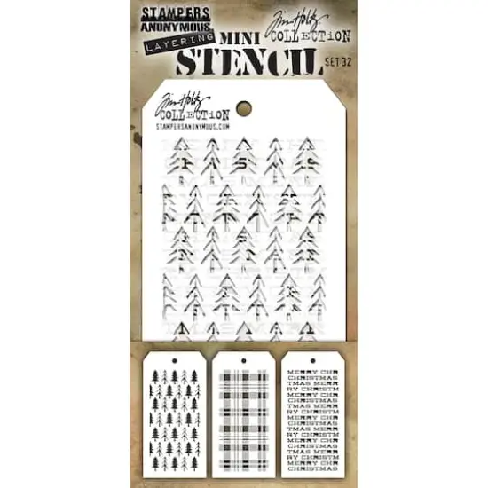 Stampers Anonymous Tim Holtz&reg; Mini #32 Layering Stencil Set {3}