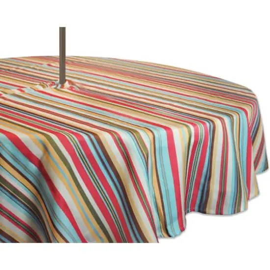 DII&reg; 60" Round Summer Stripe Outdoor Tablecloth with Zipper {1}