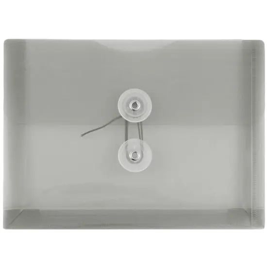 JAM Paper 5.5" x 7.5" Button & String Tie Closure Plastic Envelopes, 12ct. Smoke Gray {1}