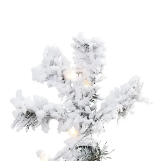 4.5ft. Pre-Lit Flocked Alaskan Pine Artificial Christmas Tree, White LED Lights {4}